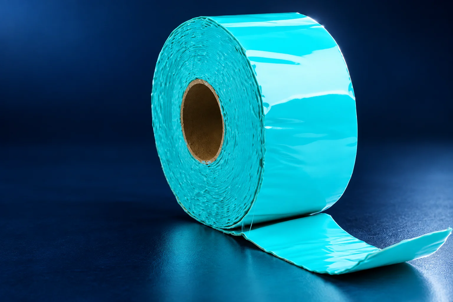 Studio rendering based on the original turquoise viscoelastic tape photograph